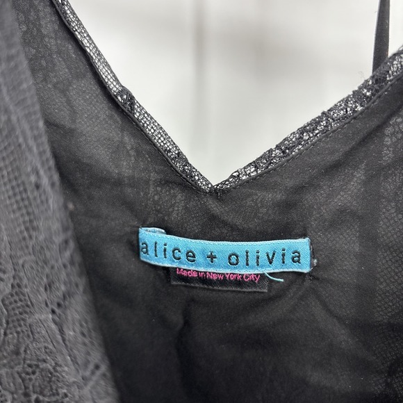 Alice + Olivia Womens Lace Long Sleeves Cropped Blouse Black Tie Back Size Small - Picture 5 of 9